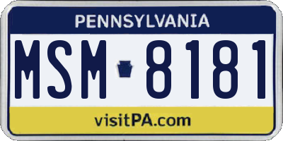 PA license plate MSM8181