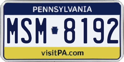 PA license plate MSM8192