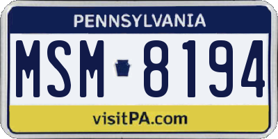 PA license plate MSM8194