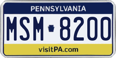 PA license plate MSM8200