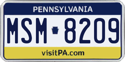 PA license plate MSM8209