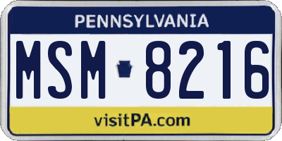 PA license plate MSM8216