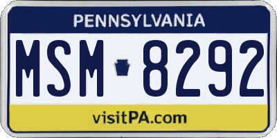 PA license plate MSM8292