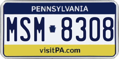 PA license plate MSM8308