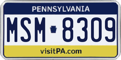PA license plate MSM8309