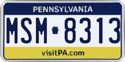 PA license plate MSM8313