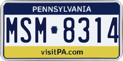 PA license plate MSM8314