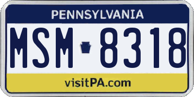 PA license plate MSM8318
