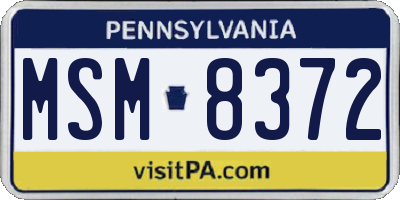 PA license plate MSM8372