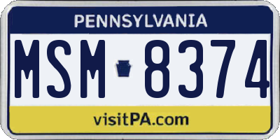 PA license plate MSM8374