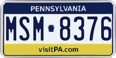 PA license plate MSM8376
