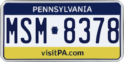 PA license plate MSM8378