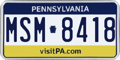 PA license plate MSM8418