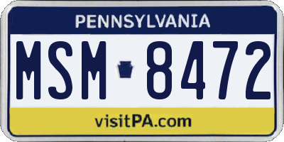 PA license plate MSM8472