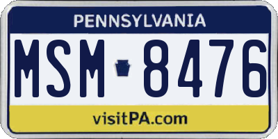 PA license plate MSM8476
