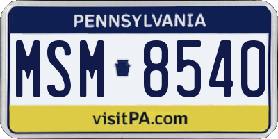 PA license plate MSM8540