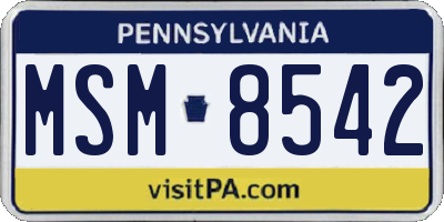 PA license plate MSM8542
