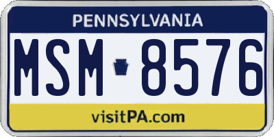 PA license plate MSM8576