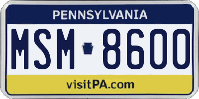 PA license plate MSM8600