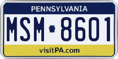 PA license plate MSM8601