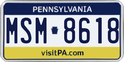 PA license plate MSM8618
