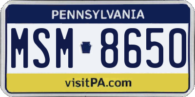 PA license plate MSM8650