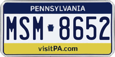 PA license plate MSM8652