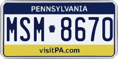 PA license plate MSM8670