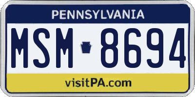 PA license plate MSM8694