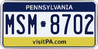 PA license plate MSM8702