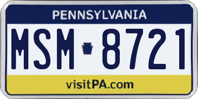 PA license plate MSM8721