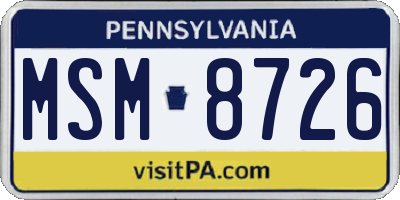 PA license plate MSM8726