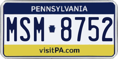 PA license plate MSM8752