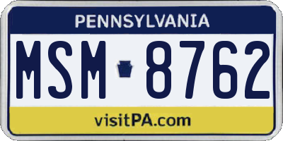 PA license plate MSM8762