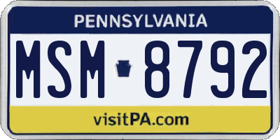 PA license plate MSM8792