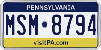 PA license plate MSM8794