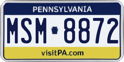 PA license plate MSM8872