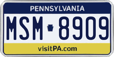 PA license plate MSM8909