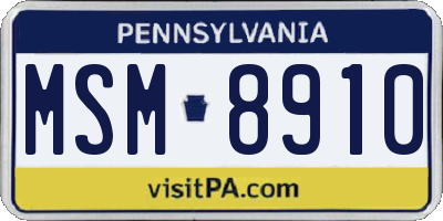 PA license plate MSM8910