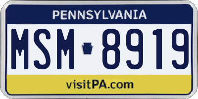 PA license plate MSM8919