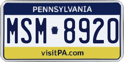 PA license plate MSM8920