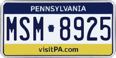 PA license plate MSM8925