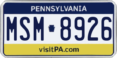 PA license plate MSM8926