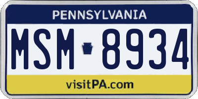 PA license plate MSM8934