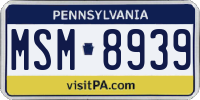 PA license plate MSM8939