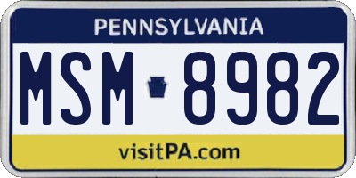 PA license plate MSM8982
