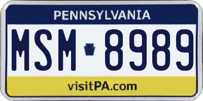 PA license plate MSM8989