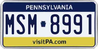 PA license plate MSM8991