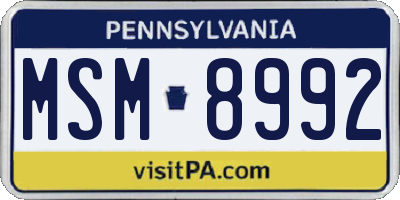 PA license plate MSM8992