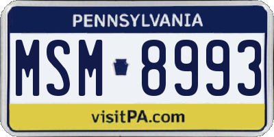 PA license plate MSM8993